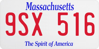 MA license plate 9SX516
