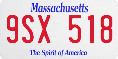 MA license plate 9SX518