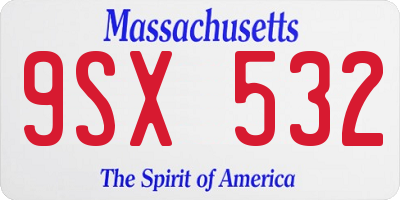 MA license plate 9SX532