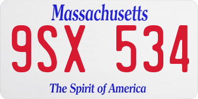 MA license plate 9SX534
