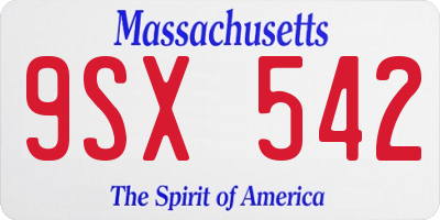 MA license plate 9SX542