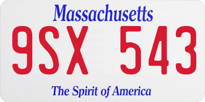 MA license plate 9SX543