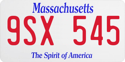 MA license plate 9SX545