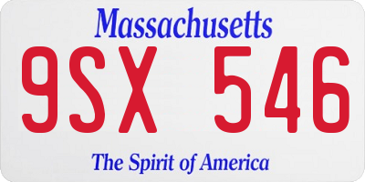 MA license plate 9SX546