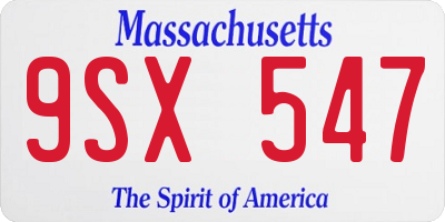 MA license plate 9SX547
