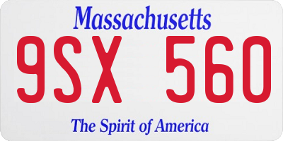 MA license plate 9SX560