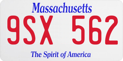 MA license plate 9SX562