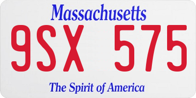 MA license plate 9SX575