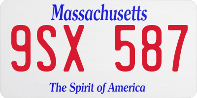MA license plate 9SX587