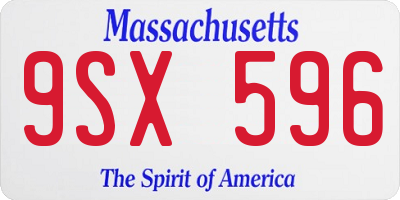 MA license plate 9SX596