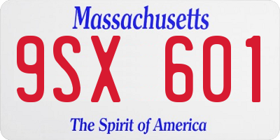 MA license plate 9SX601