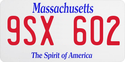 MA license plate 9SX602