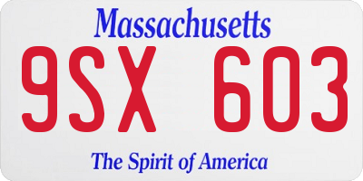 MA license plate 9SX603