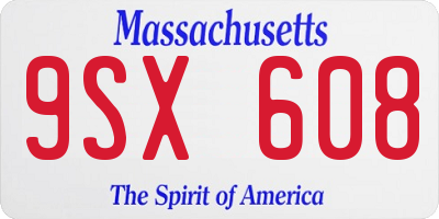 MA license plate 9SX608