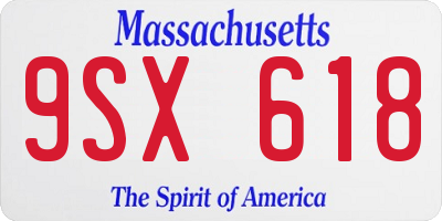 MA license plate 9SX618