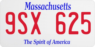 MA license plate 9SX625