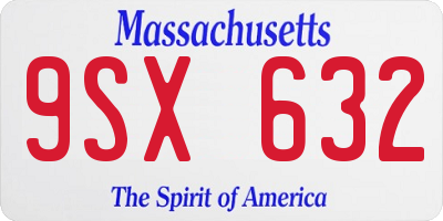 MA license plate 9SX632
