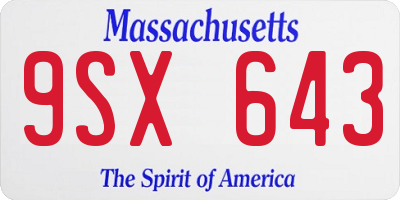 MA license plate 9SX643