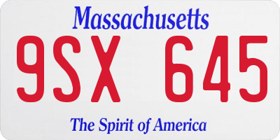 MA license plate 9SX645