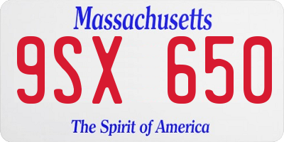 MA license plate 9SX650