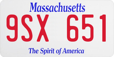 MA license plate 9SX651