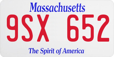 MA license plate 9SX652