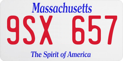 MA license plate 9SX657