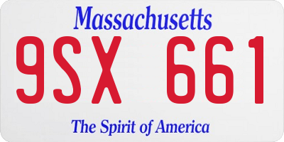 MA license plate 9SX661