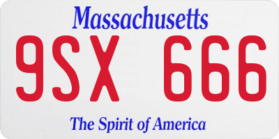 MA license plate 9SX666