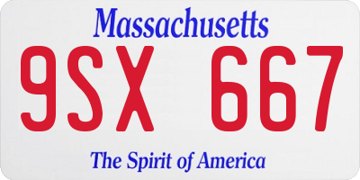 MA license plate 9SX667