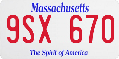 MA license plate 9SX670