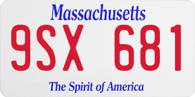 MA license plate 9SX681