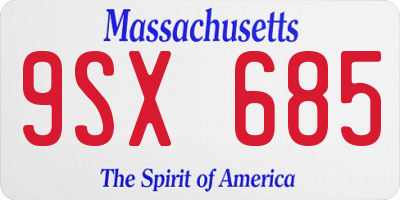 MA license plate 9SX685