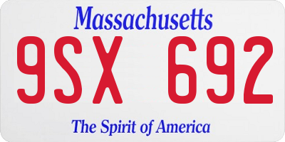 MA license plate 9SX692