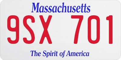 MA license plate 9SX701