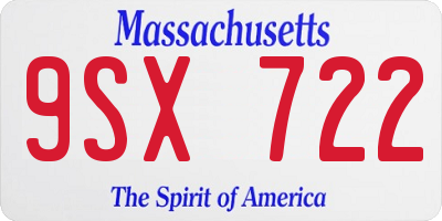 MA license plate 9SX722