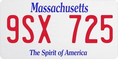 MA license plate 9SX725