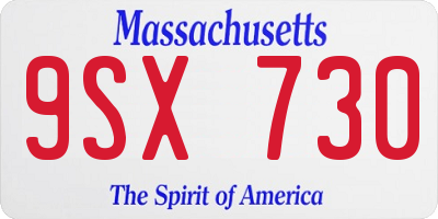 MA license plate 9SX730