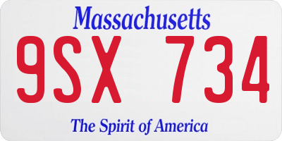 MA license plate 9SX734