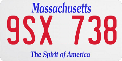 MA license plate 9SX738