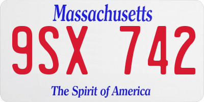 MA license plate 9SX742