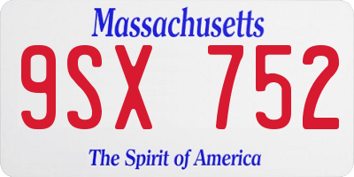 MA license plate 9SX752