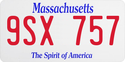 MA license plate 9SX757