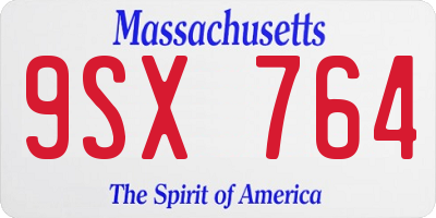 MA license plate 9SX764