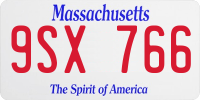 MA license plate 9SX766