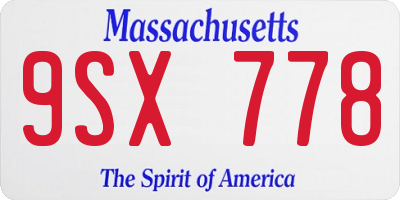 MA license plate 9SX778