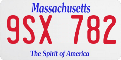 MA license plate 9SX782