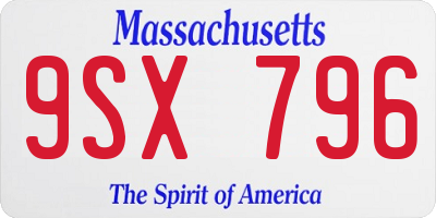MA license plate 9SX796