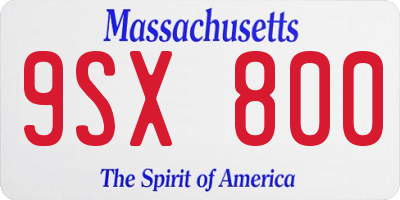 MA license plate 9SX800