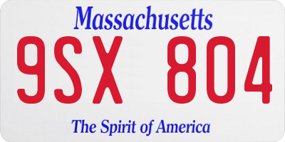 MA license plate 9SX804